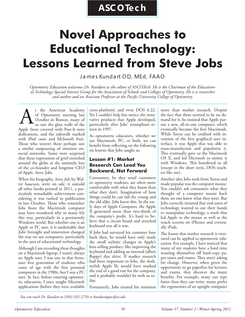 Ascotech: Novel Approaches to Educational Technology: Lessons