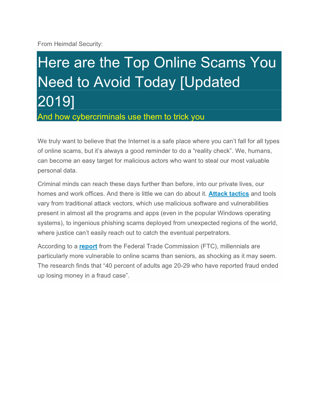 Top 10 Online Scams