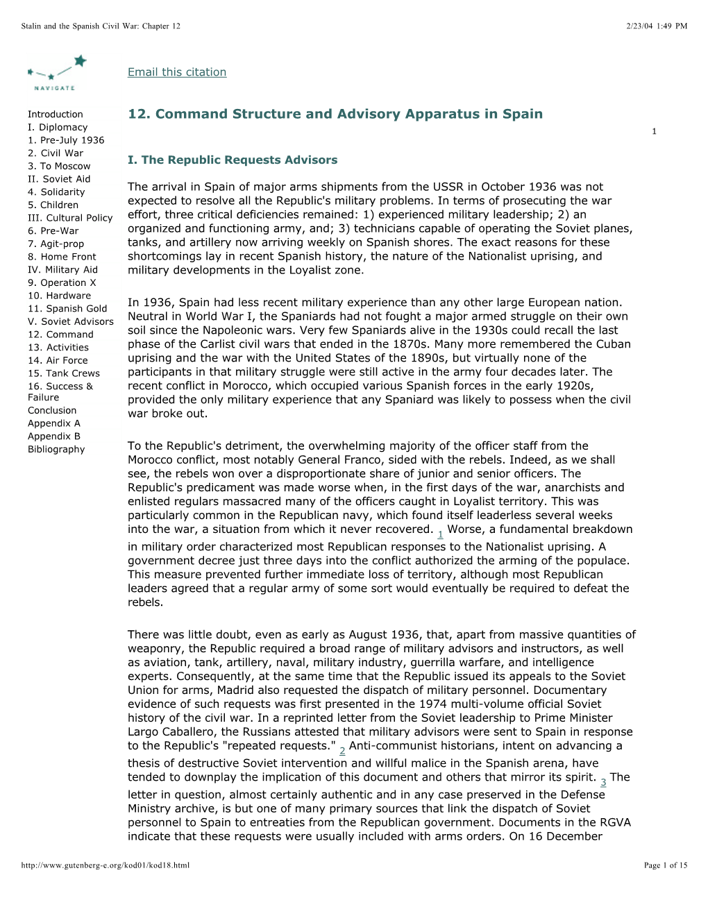 The Command Structure and Advisory Apparatus