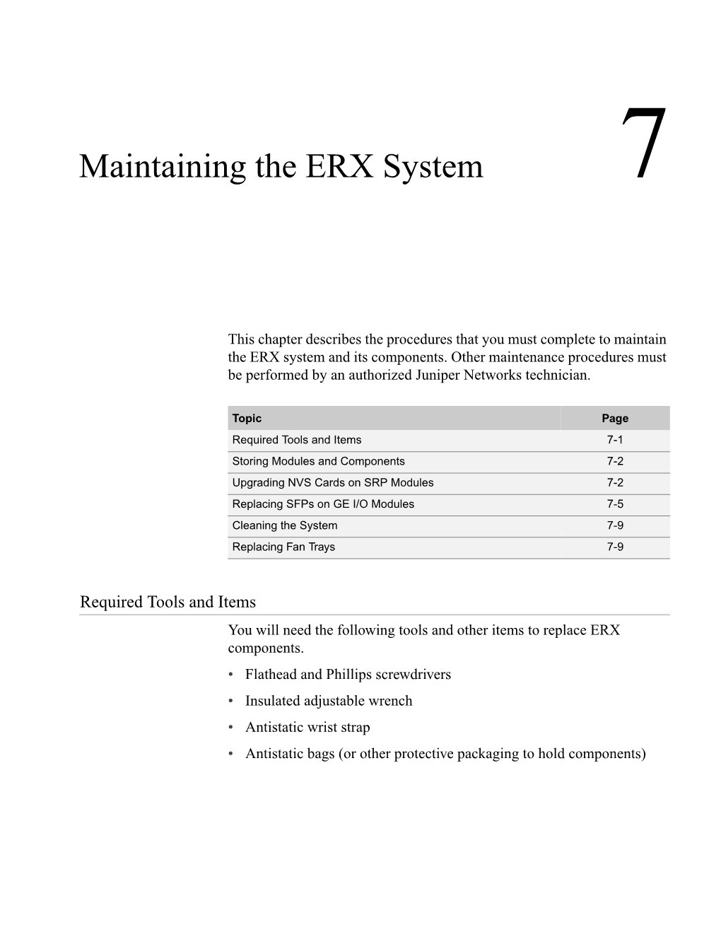 Maintaining the ERX System 7