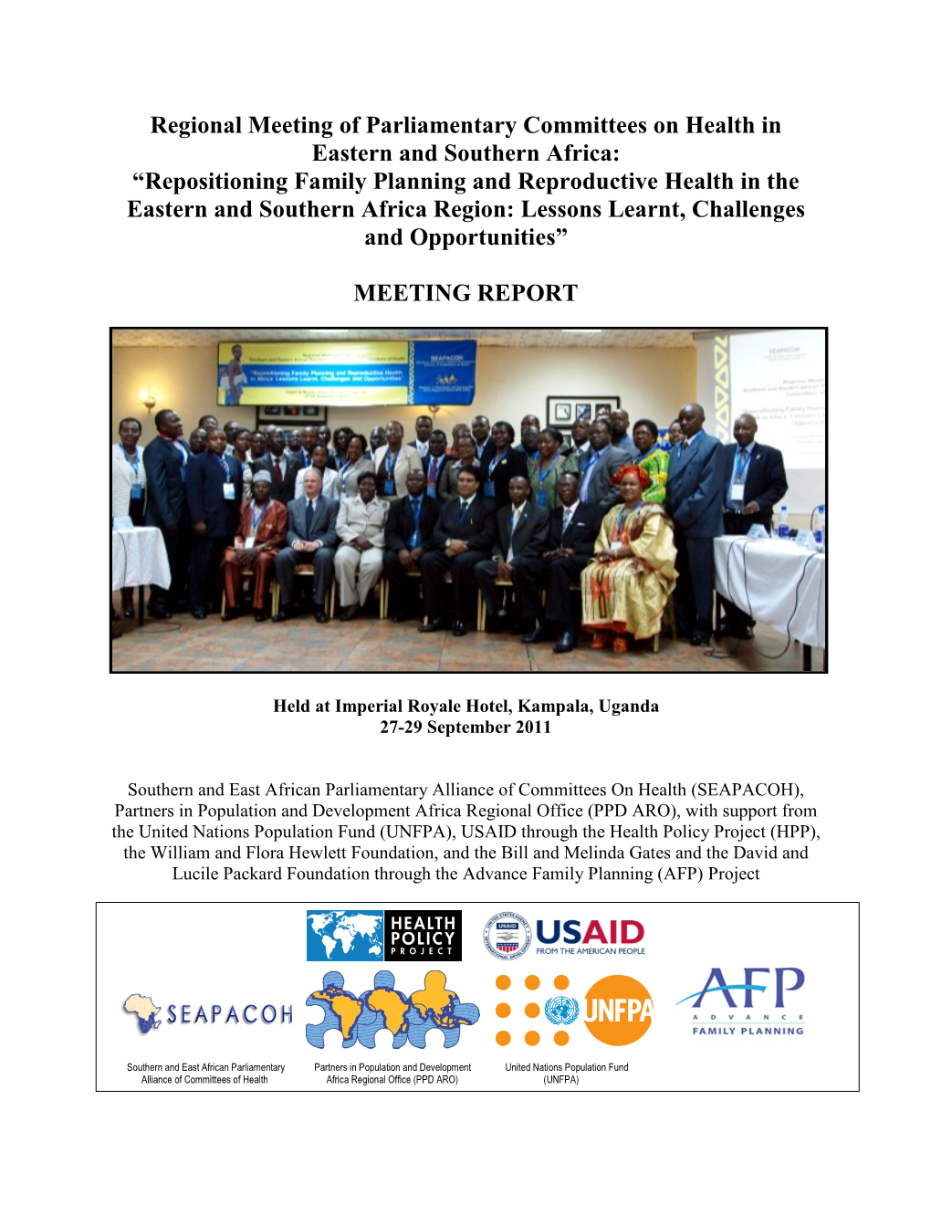 Regional Meeting of Parliamentary Committees on Health in Eastern