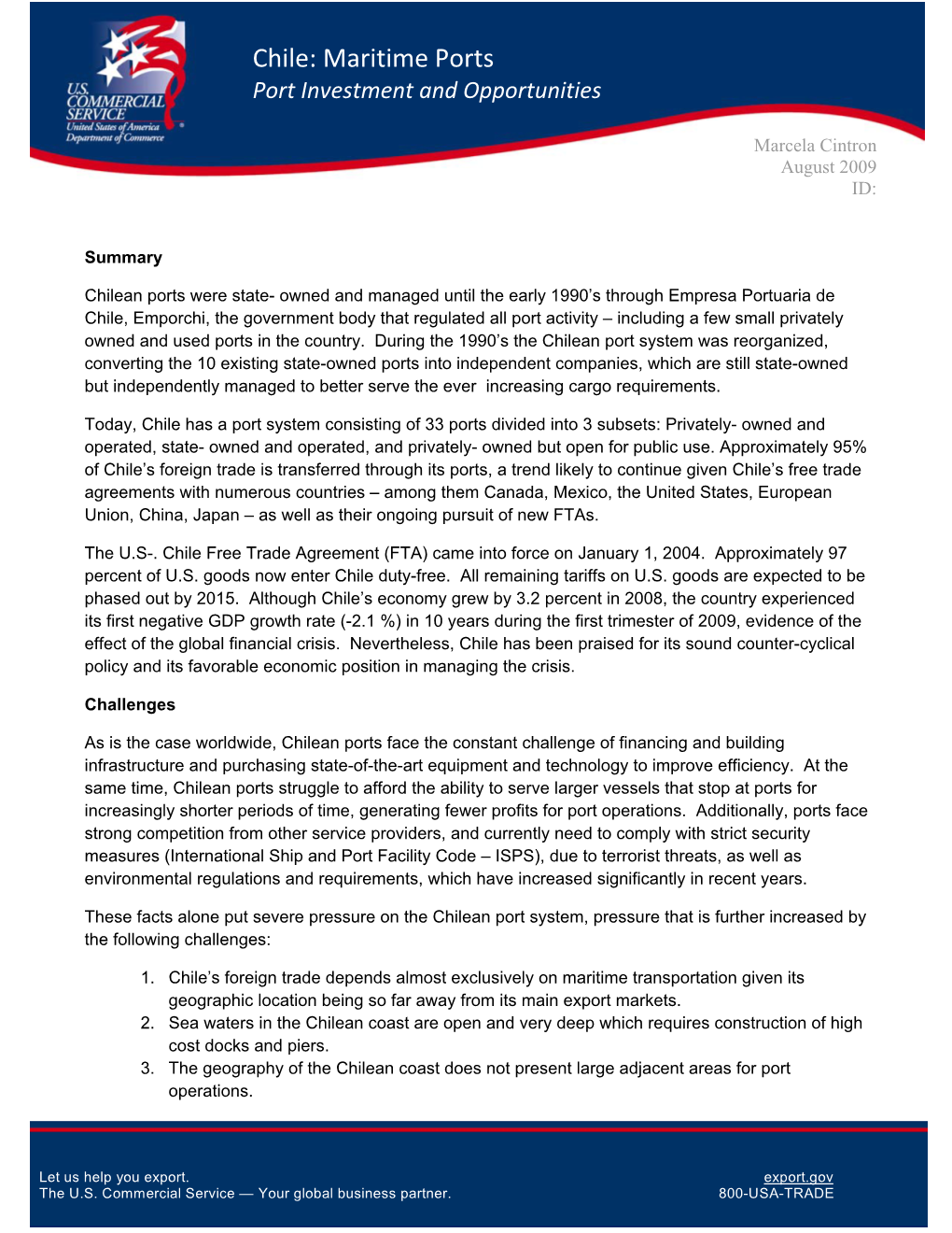 Maritime Ports Port Investment and Opportunities