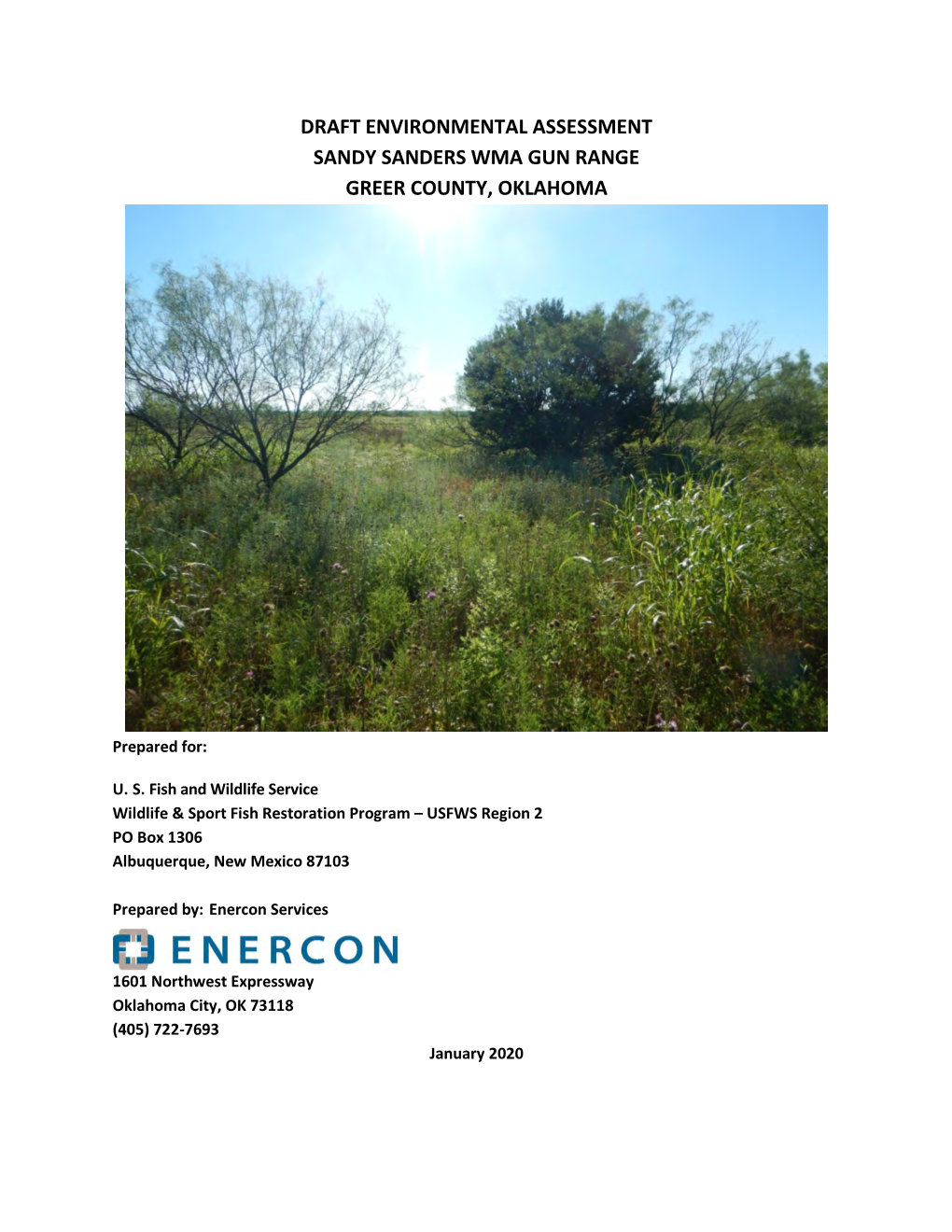 Draft Environmental Assessment Sandy Sanders Wma Gun Range Greer County, Oklahoma