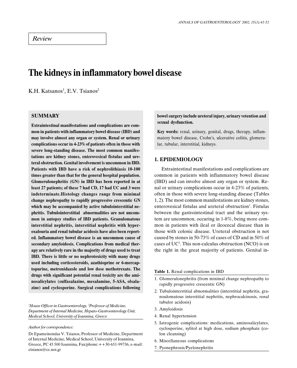 The Kidneys in Inflammatory Bowel Disease