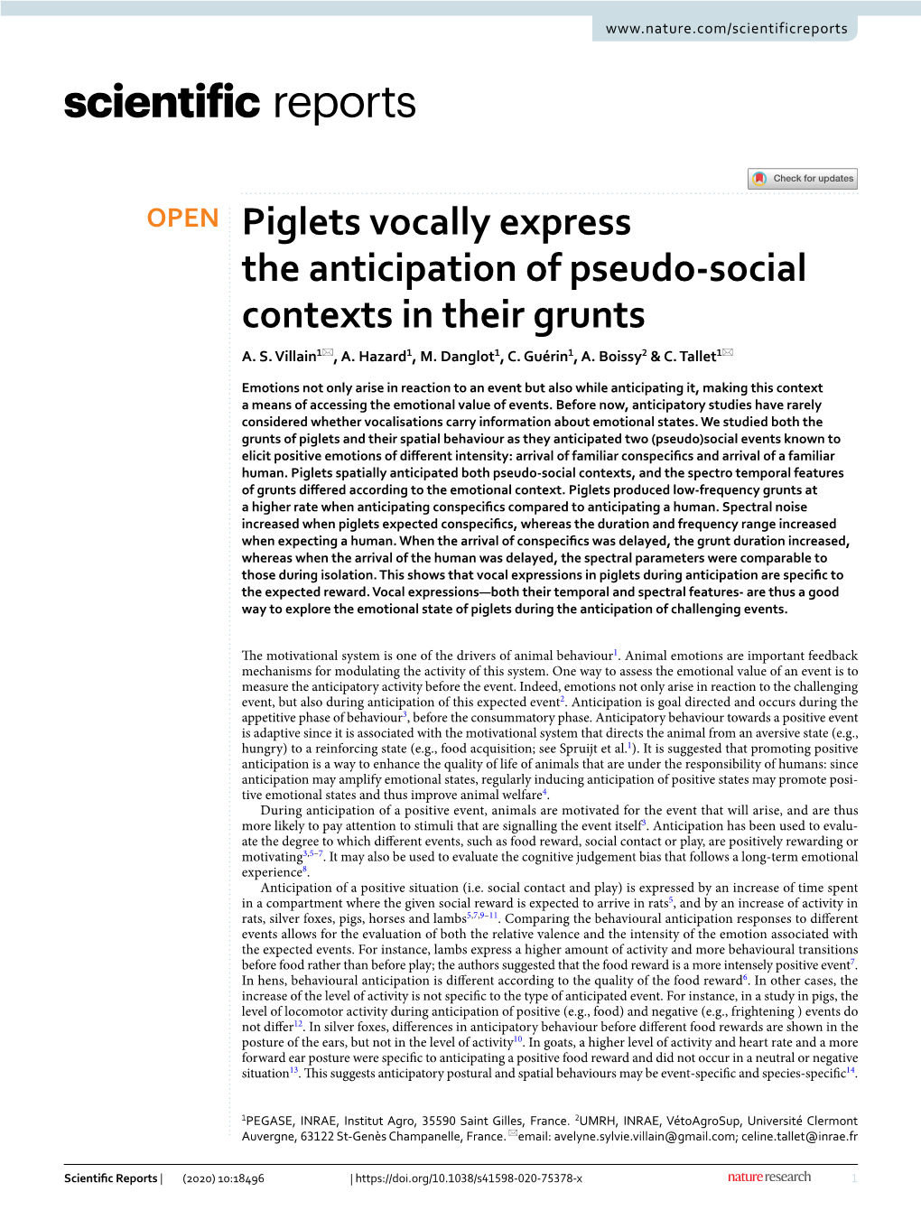 Piglets Vocally Express the Anticipation of Pseudo-Social