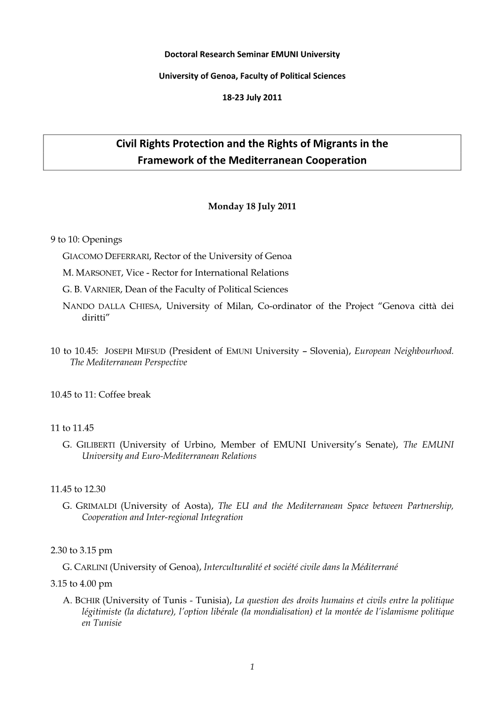 Doctoral Research Seminar EMUNI University