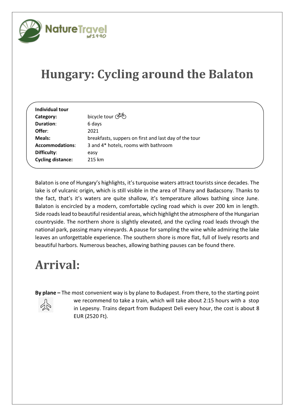 Hungary: Cycling Around the Balaton Arrival