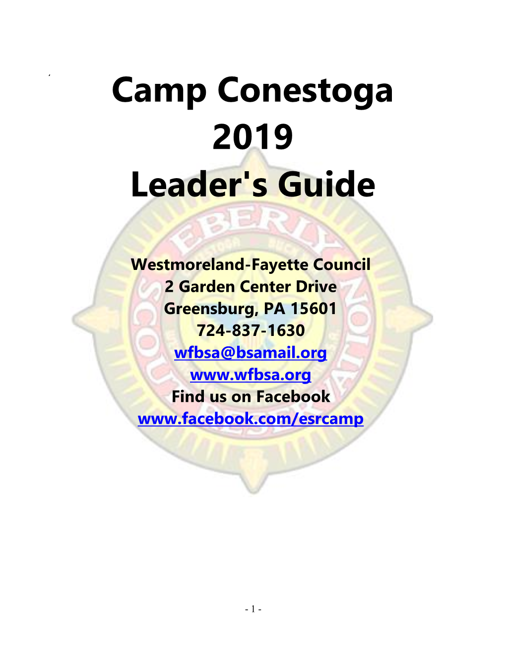 Camp Conestoga 2019 Leader's Guide