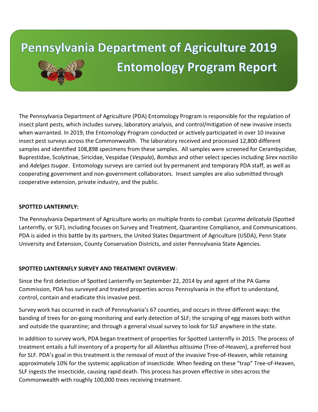 2019 Entomology Program Highlights