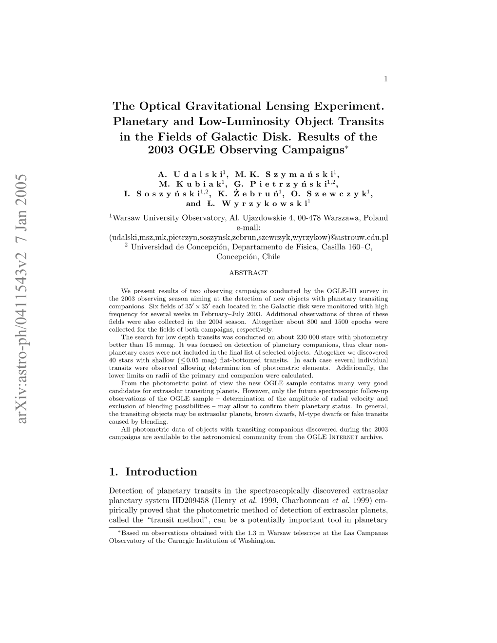 The Optical Gravitational Lensing Experiment. Planetary and Low