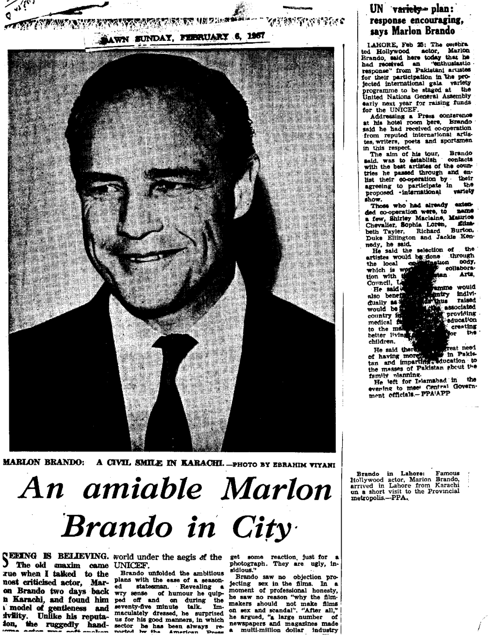 An Amiable Marlon Brando in City