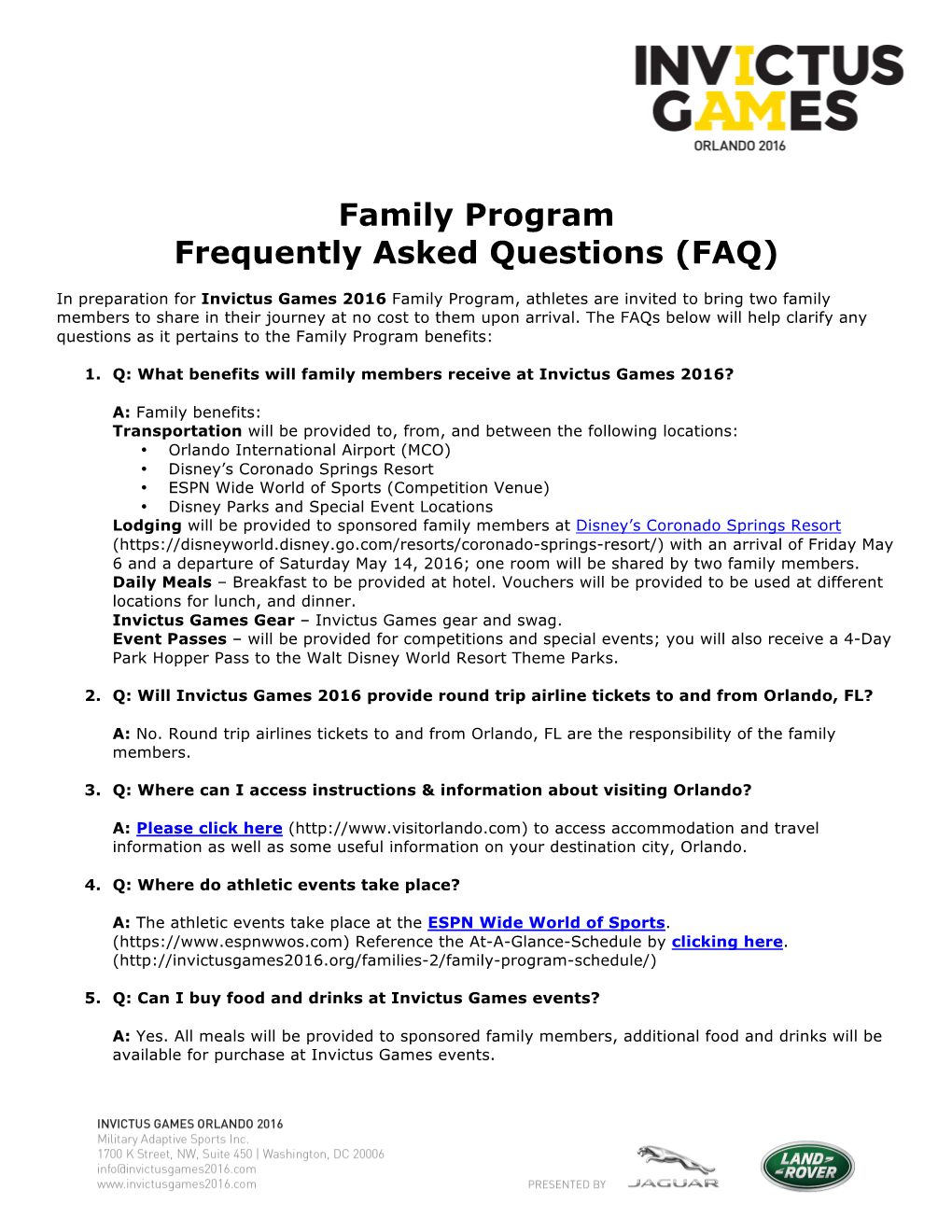 Family Program Frequently Asked Questions (FAQ)