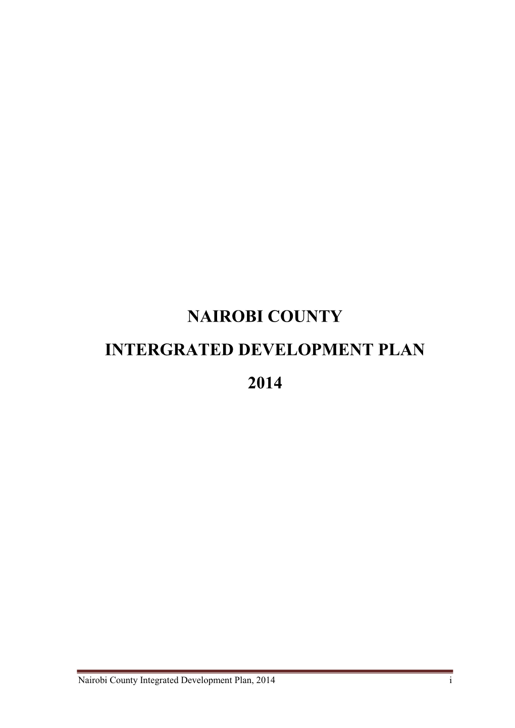 Nairobi County Intergrated Development Plan 2014