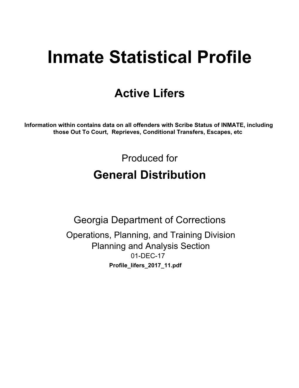 Inmate Statistical Profile