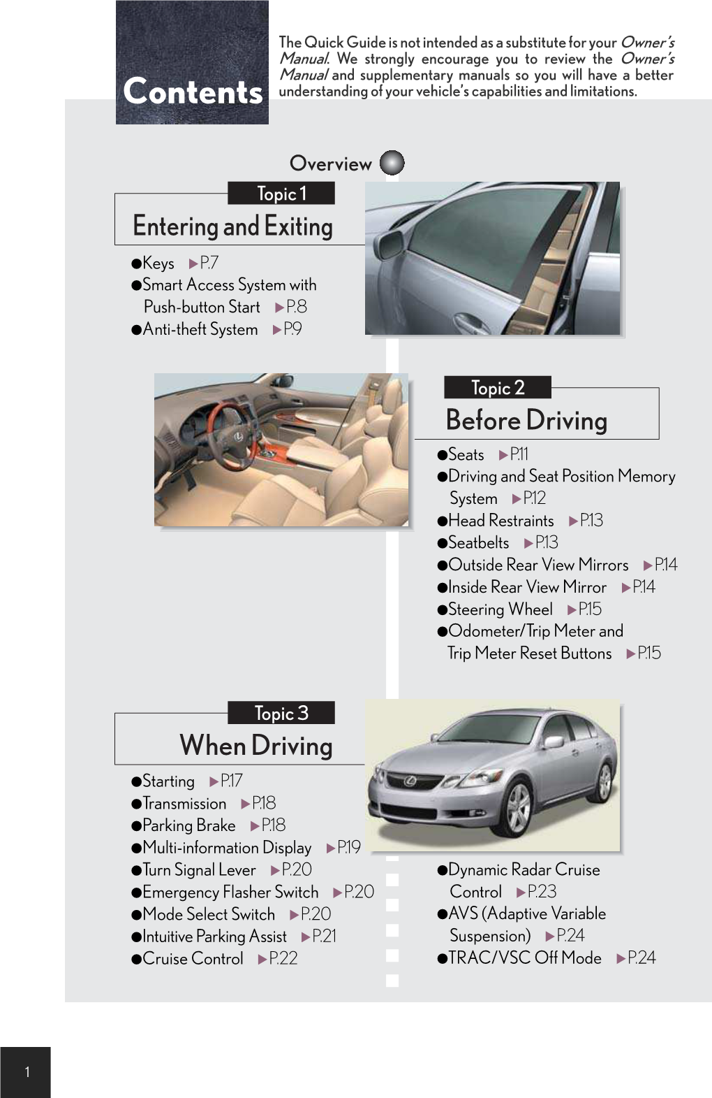 Contents Understanding of Your Vehicle’S Capabilities and Limitations