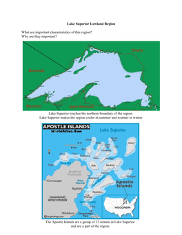 Lake Superior Lowland Region What Are Important