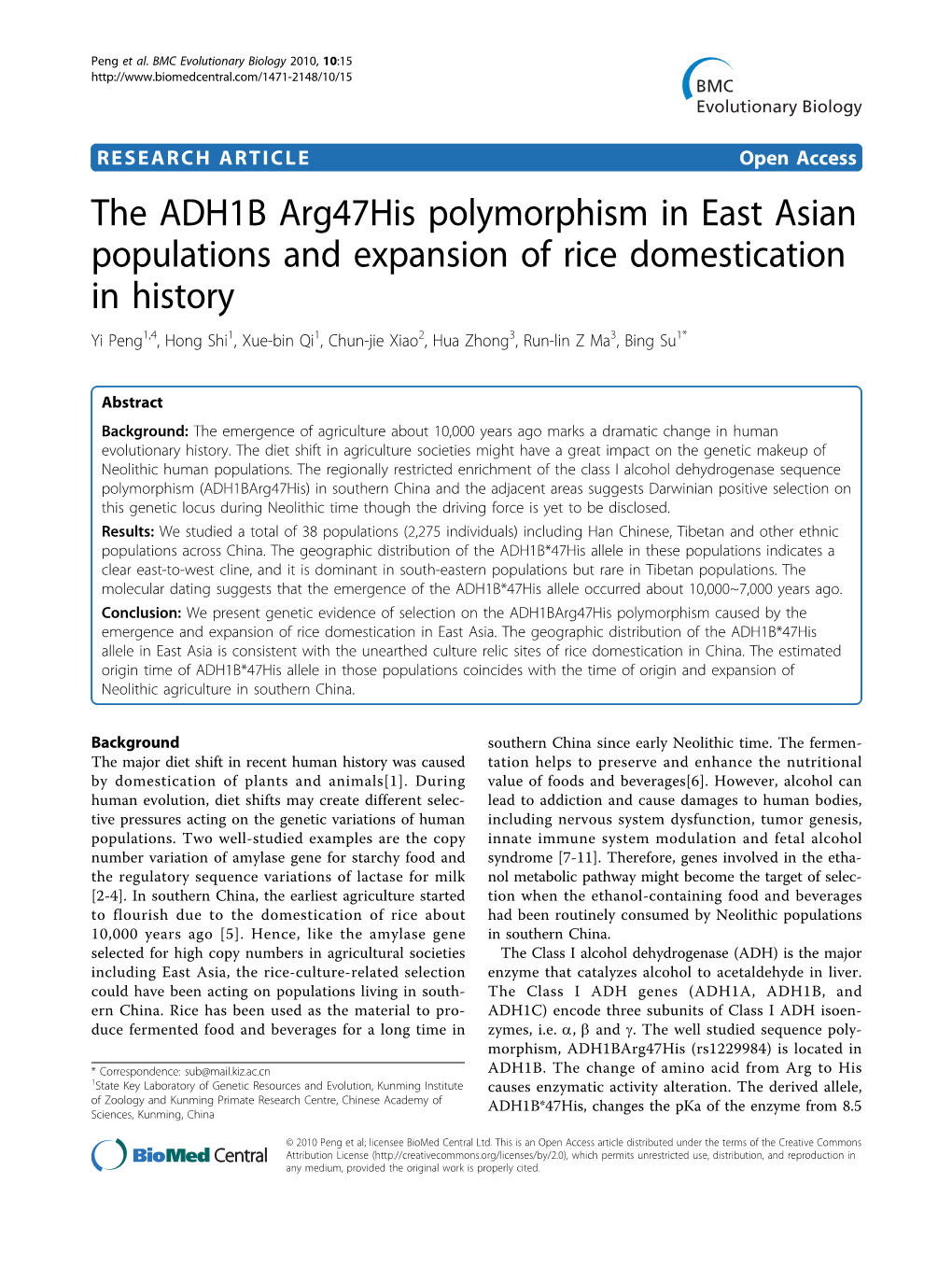 The ADH1B Arg47his Polymorphism in East Asian Populations And