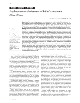 Psychoanatomical Substrates of Bálint's Syndrome