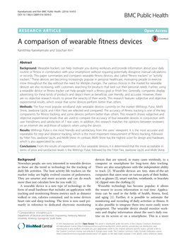 A Comparison of Wearable Fitness Devices Kanitthika Kaewkannate and Soochan Kim*