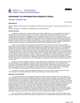 Mexico: Situation of Homosexuals in Guadalajara and Whether There Are Support Or Advocacy Groups Acting on Their Behalf