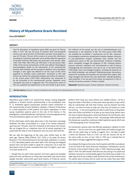 History of Myasthenia Gravis Revisited