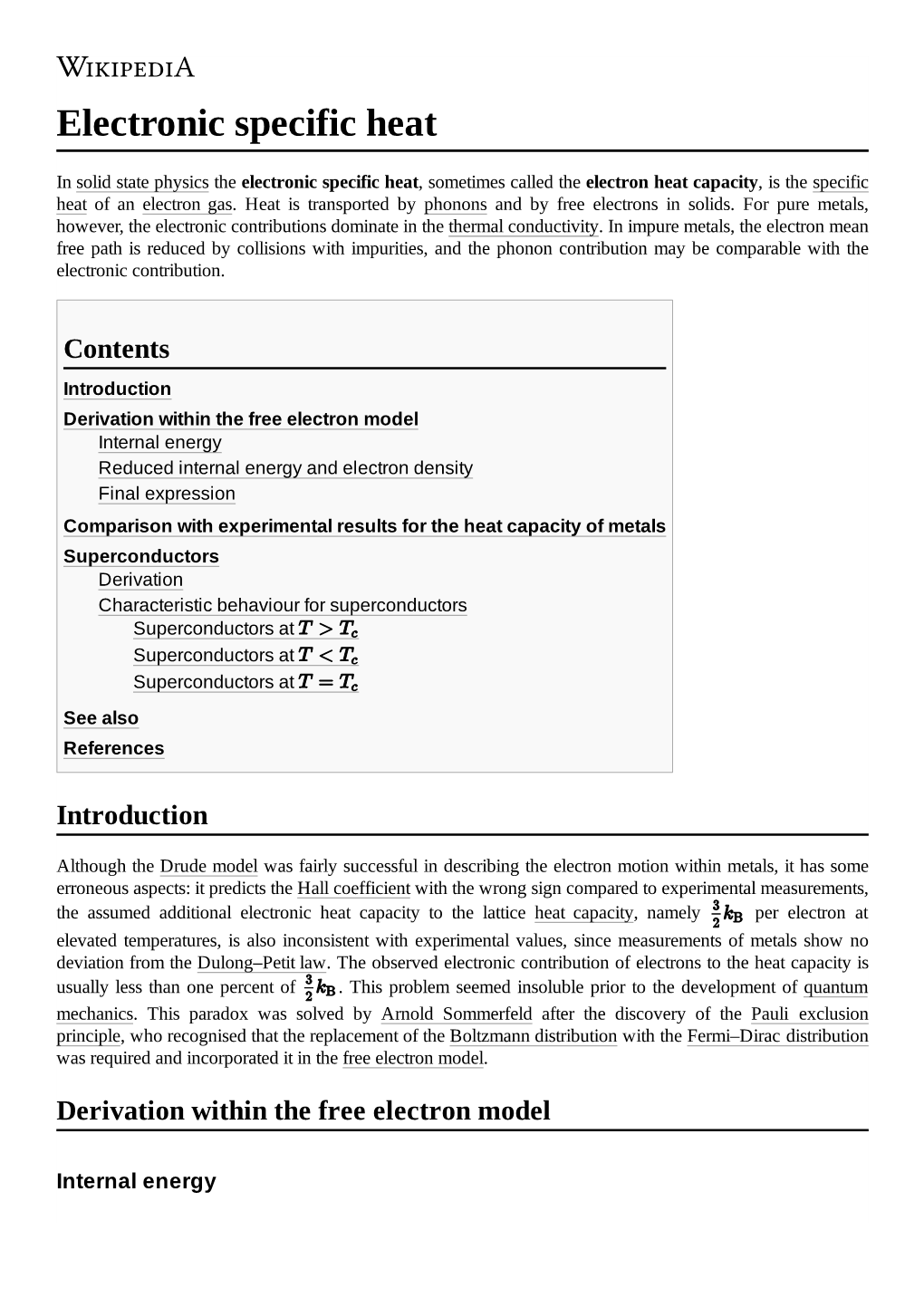 Electronic Specific Heat