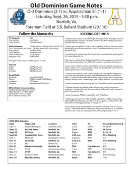 Old Dominion Game Notes Old Dominion (2-1) Vs