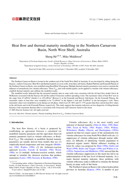 Heat Flow and Thermal Maturity Modelling in the Northern