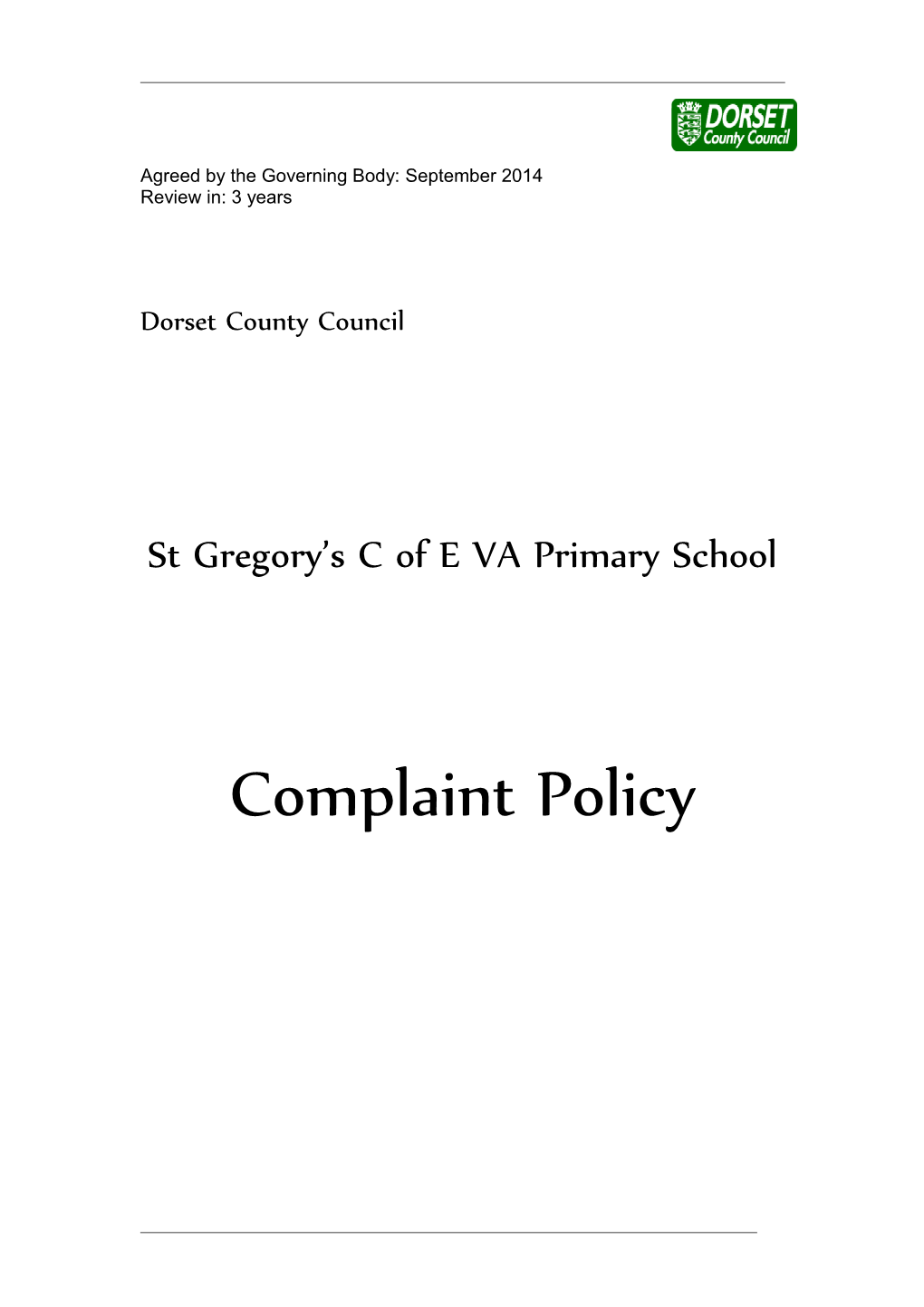 Framework for Complaints Policy