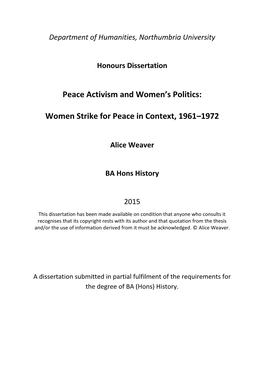 Women Strike for Peace in Context, 1961–1972