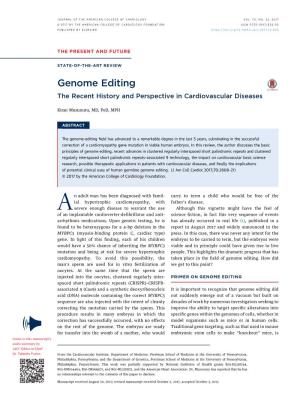 Genome Editing the Recent History and Perspective in Cardiovascular Diseases