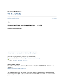 University of Northern Iowa Wrestling 1983-84