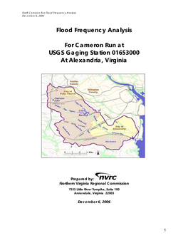 Flood Frequency Analysis for Cameron Run at USGS Gaging Station 01653000 at Alexandria, Virginia