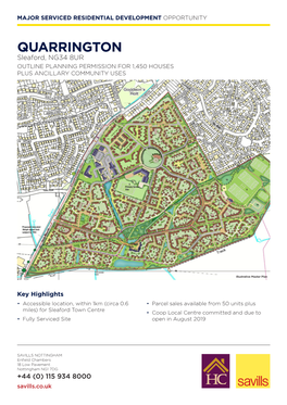 QUARRINGTON Sleaford, NG34 8UR OUTLINE PLANNING PERMISSION for 1,450 HOUSES PLUS ANCILLARY COMMUNITY USES