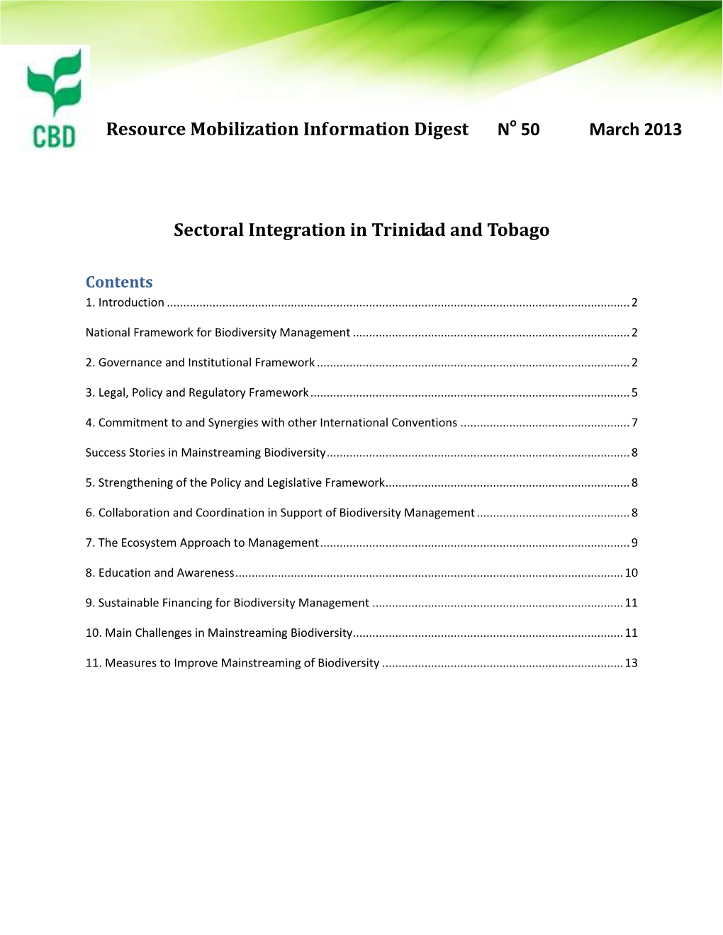 Resource Mobilization Information Digest N 50 March 2013