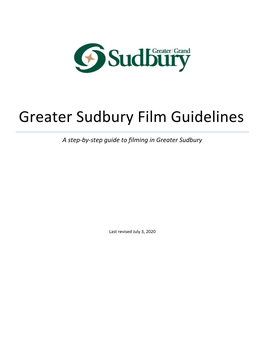 Greater Sudbury Film Guidelines