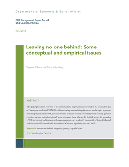 Leaving No One Behind: Some Conceptual and Empirical Issues