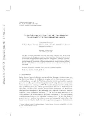 On the Significance of the Weyl Curvature in a Relativistic Cosmological Model