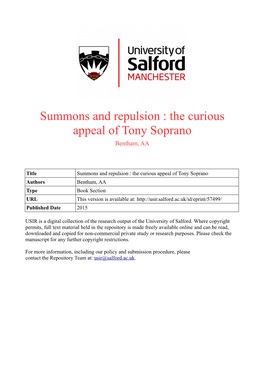 The Curious Appeal of Tony Soprano Bentham, AA