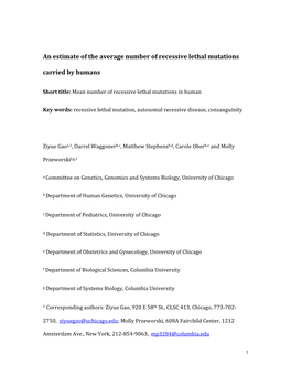 An Estimate of the Average Number of Recessive Lethal Mutations Carried by Humans