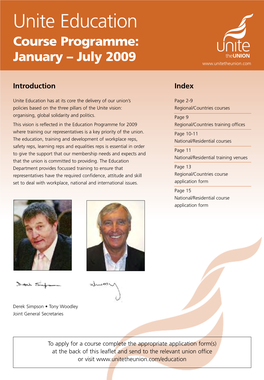 Unite Education Course Programme: January – July 2009