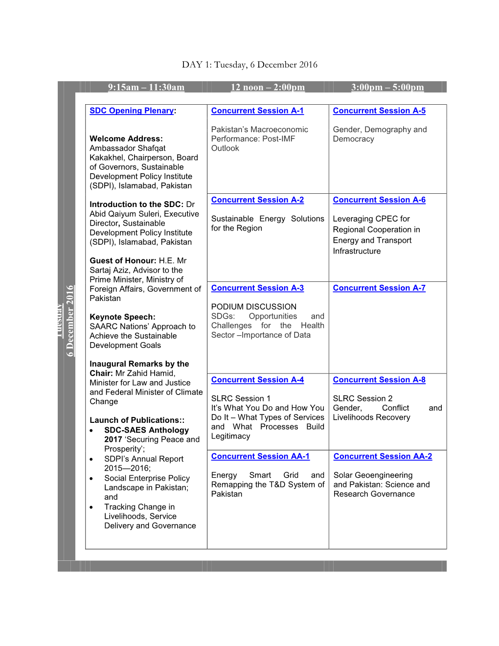 Conference Agenda