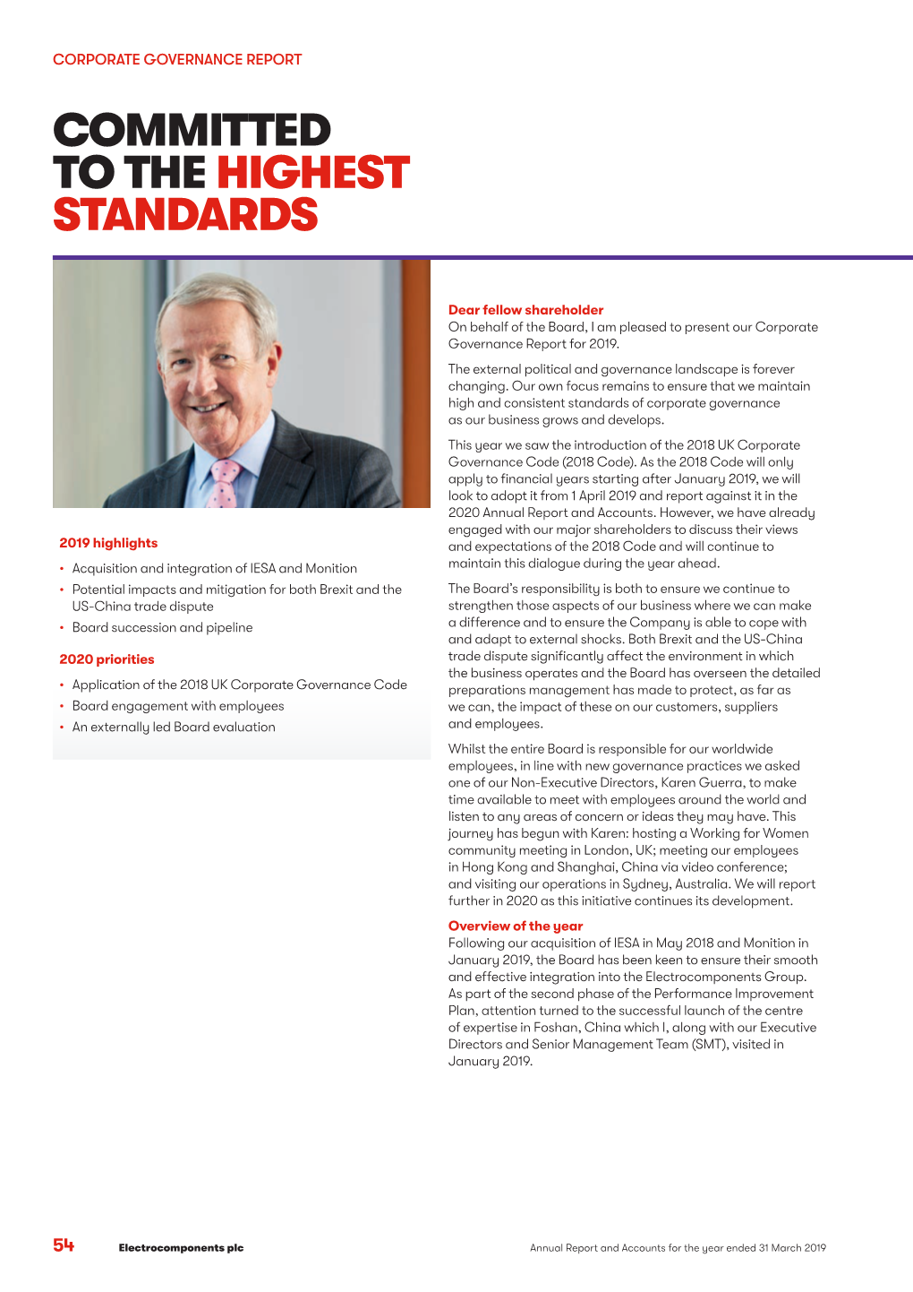 Corporate Governance Report Committed to the Highest Standards