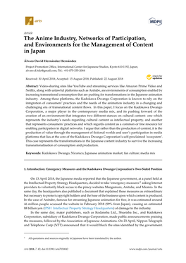 The Anime Industry, Networks of Participation, and Environments for the Management of Content in Japan