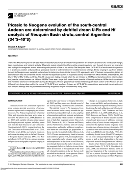 RESEARCH Triassic to Neogene Evolution of the South-Central Andean Arc Determined by Detrital Zircon U-Pb and Hf Analysis Of