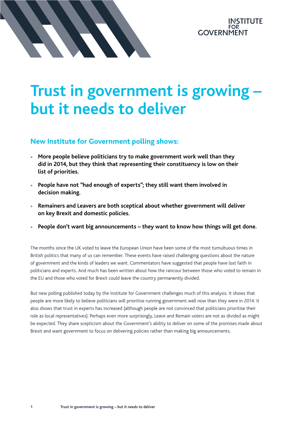 Trust in Government Is Growing – but It Needs to Deliver