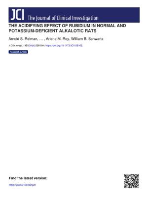 The Acidifying Effect of Rubidium in Normal and Potassium-Deficient Alkalotic Rats