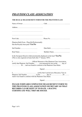 Full Boat Measurement Form