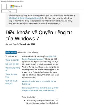 Điều Khoản Về Quyền Riêng Tư Của Windows 7