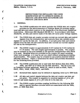 TELETYPE CORPORATION Skokie, Dlinois, U. S. A. SPECIFICATION